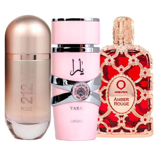 Promo Paga 1 Lleva 3: Lattafa Yara 100 ML + CH 212 Rose 80 ML + Orientica Amber Rouge 80 ML