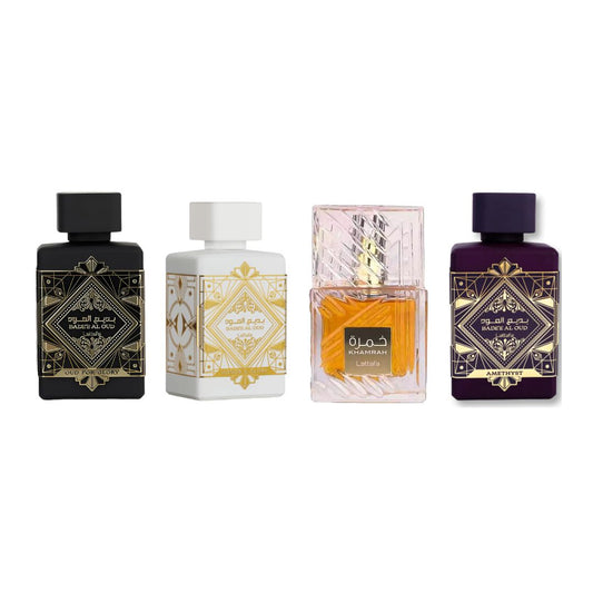 PROMOCIÓN PAGA 2 LLEVA 4: Amethyst 100 ML + Honor & Glory 100 ML + Khamrah 100 ML + Oud For Glory 100 ML